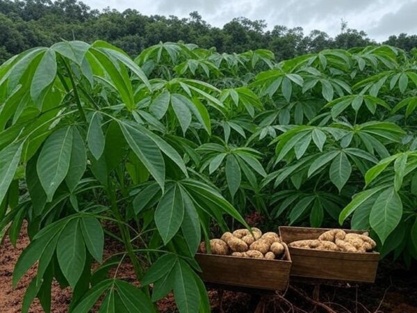 Plantação de mandioca no Amapá, com tucupi contra vassoura-de-bruxa, pesquisa da Embrapa premiada.