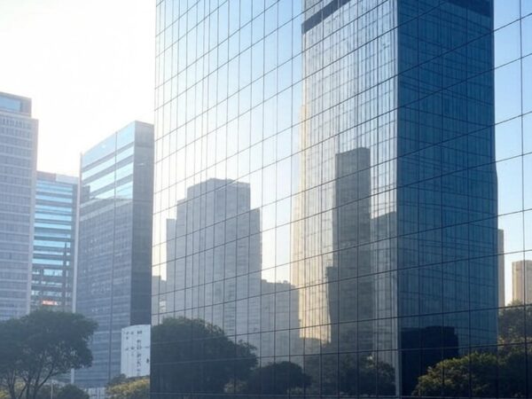 Edifício corporativo em São Paulo representando aprovação de dividendos da BRF à Marfrig no setor de alimentos.