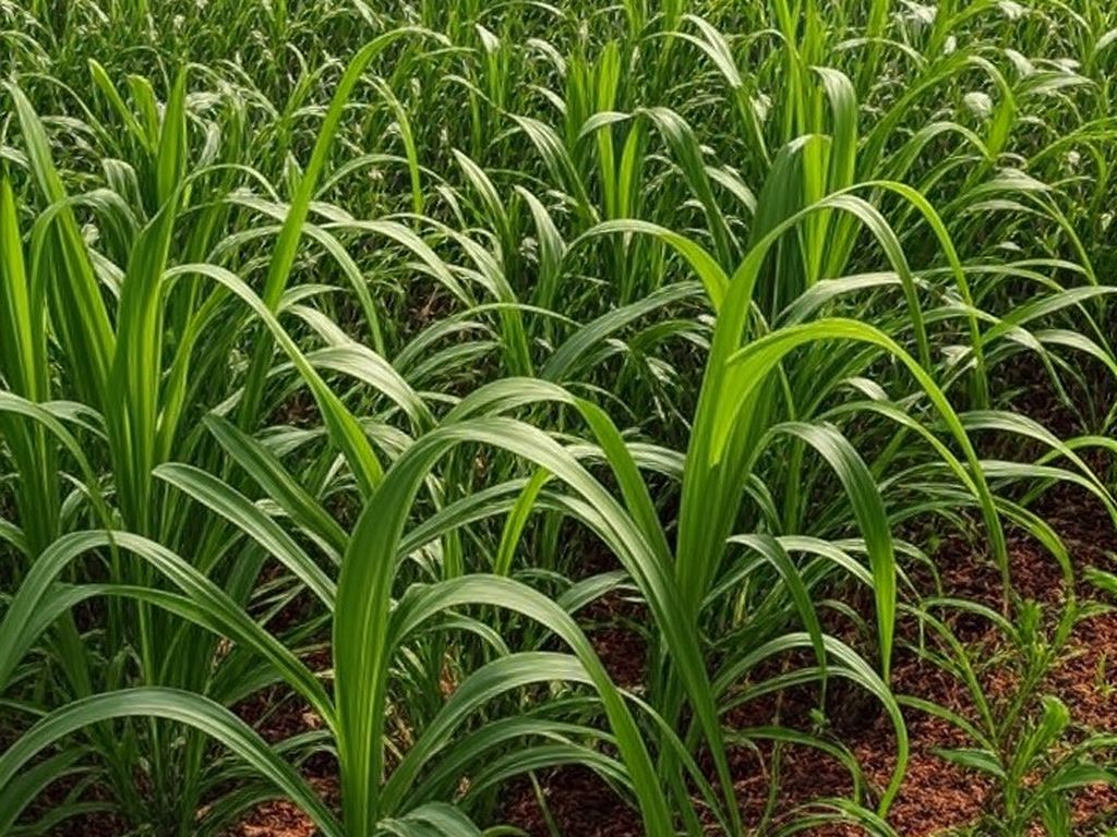 Lavoura de milheto no Nordeste brasileiro protegida por fertilizantes contra gafanhotos.