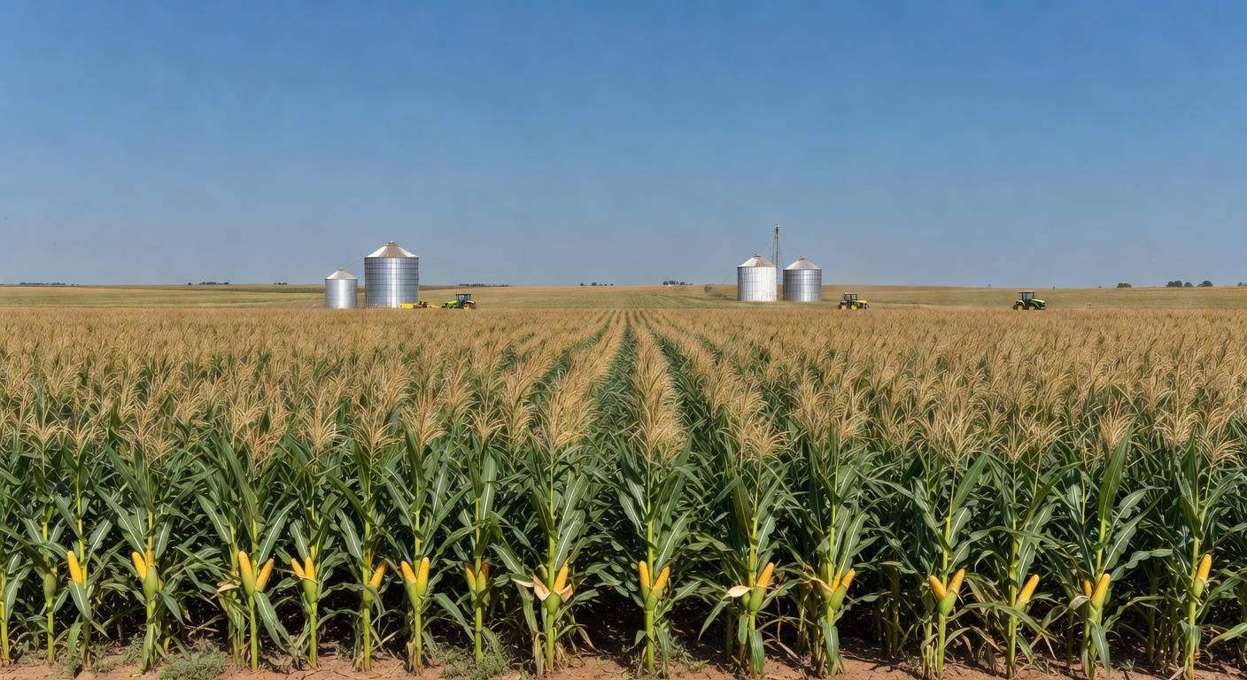 Plantação de milho no Brasil, representando estimativa de produção elevada para 136 milhões de toneladas.