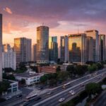 Skyline de São Paulo representando complexidade para negócios no Brasil.