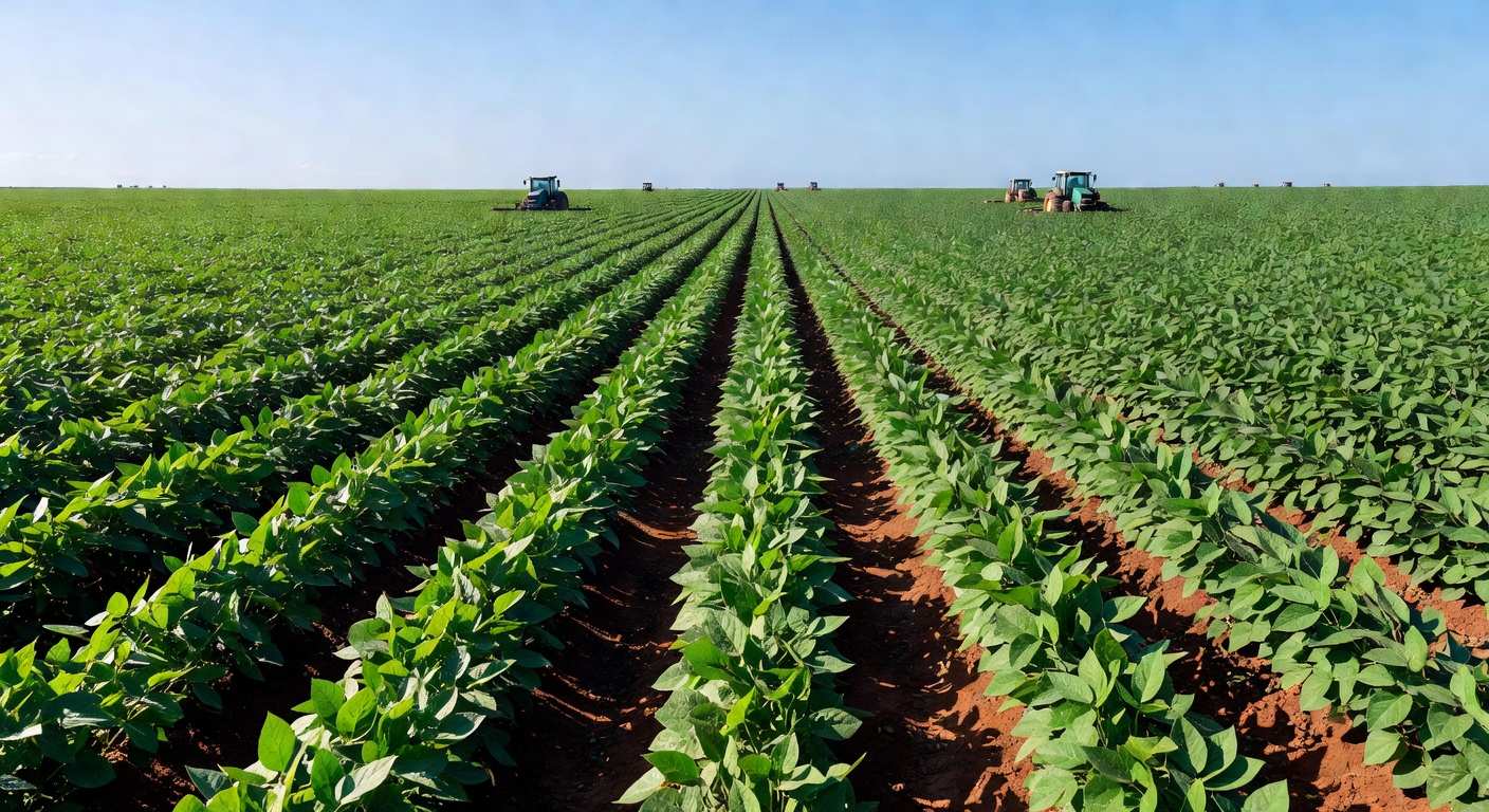 Lavoura de soja no Brasil representando o agronegócio e provisões financeiras
