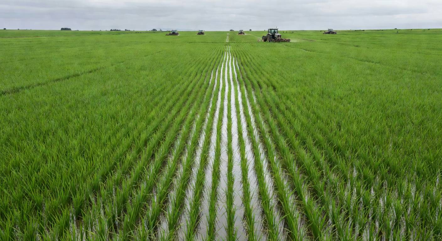 Lavouras de arroz no Rio Grande do Sul durante crise dos orizicultores