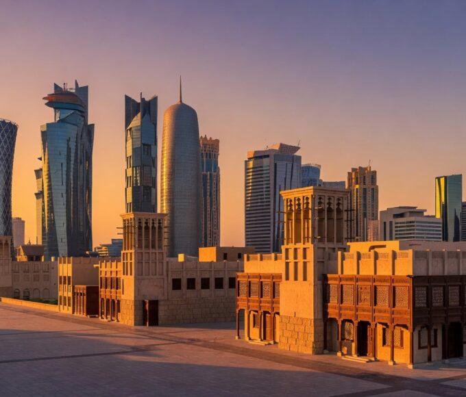 Horizonte de Doha simbolizando negociações entre Irã e EUA