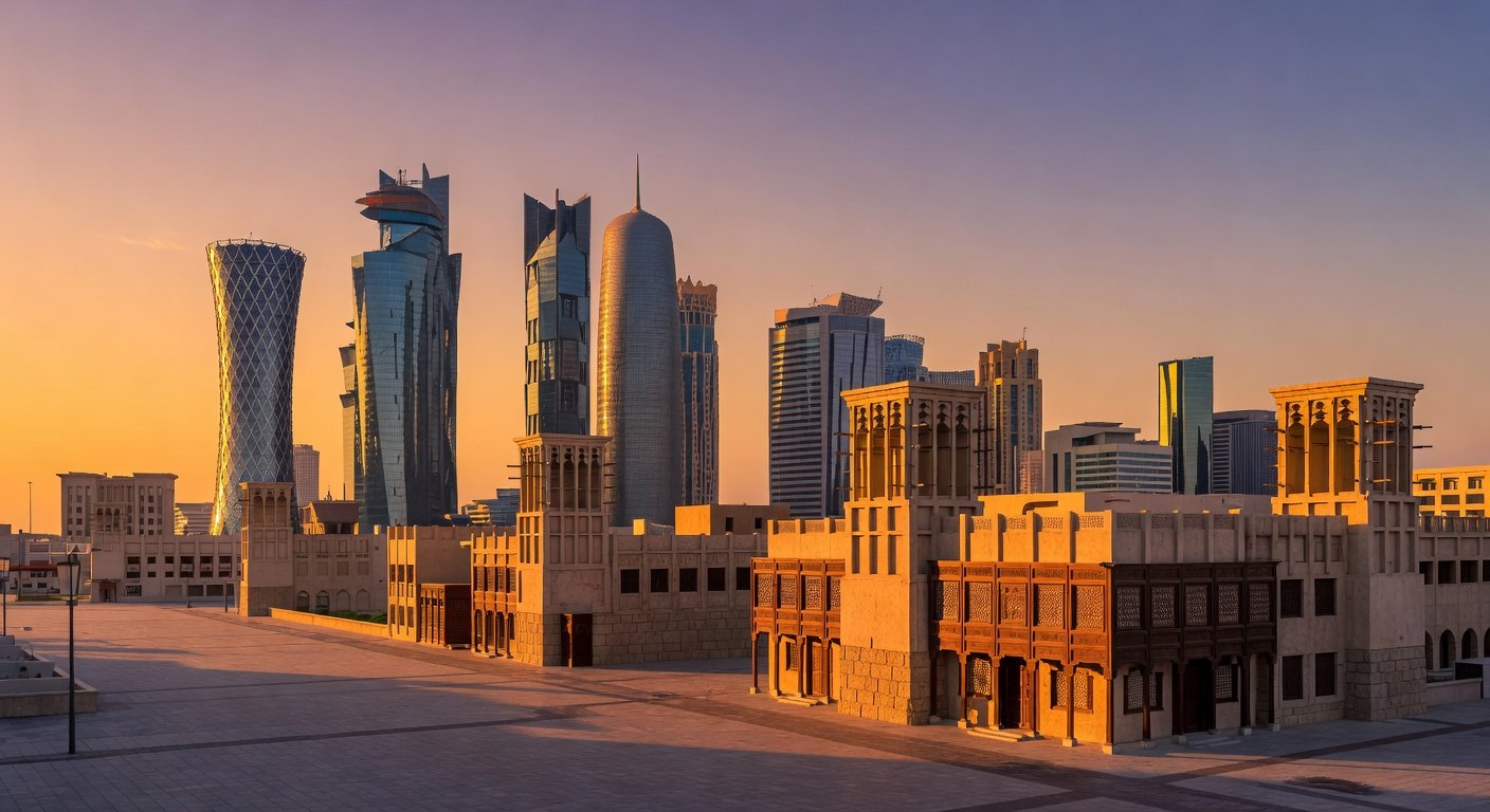 Horizonte de Doha simbolizando negociações entre Irã e EUA