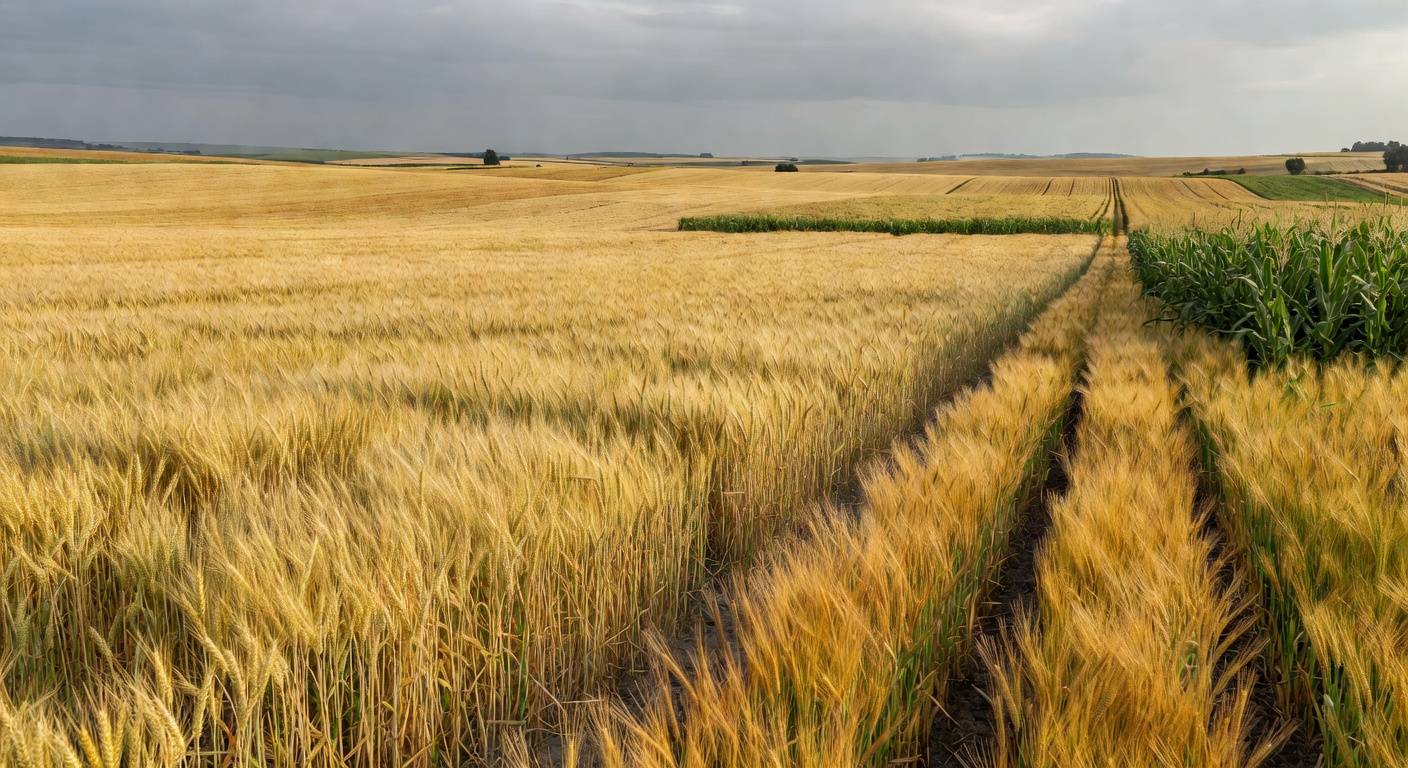 Campos de trigo, milho e cevada na União Europeia