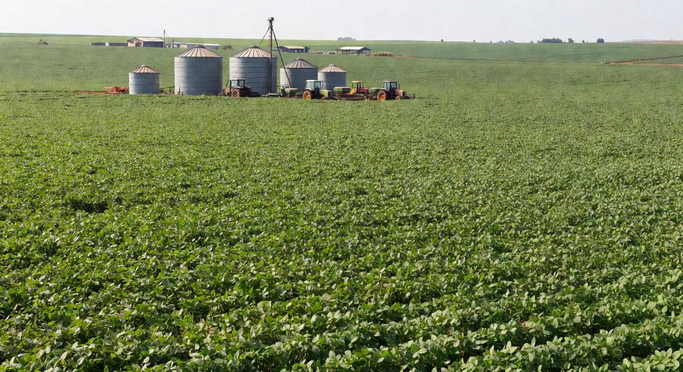 Lavoura de soja em fazenda brasileira representando produtores rurais e renegociação de dívidas