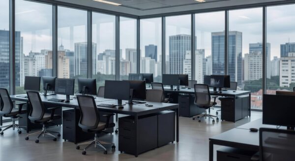 Escritório corporativo em São Paulo representando mercado de trabalho formal no Brasil