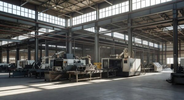 Fábrica industrial nos EUA representando alta nos pedidos