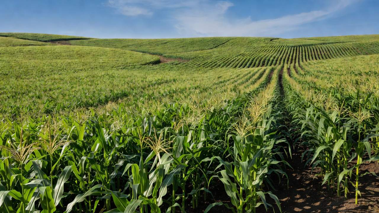 Lavoura de milho verde no Brasil sob clima favorável