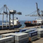 Porto brasileiro com navios para exportação de carne bovina