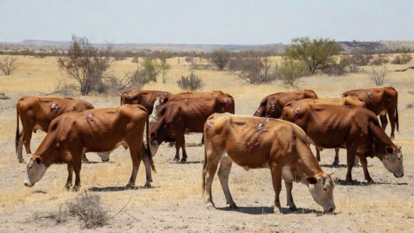 Gado pastando em fazenda no condado de Zavala, no Texas, Estados Unidos, onde foi detectada infecção pela mosca-da-bicheira — Foto: REUTERS/Kaylee Greenlee