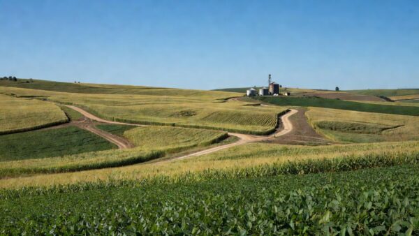 Área rural no Rio Grande do Sul com plantações representando dívidas rurais