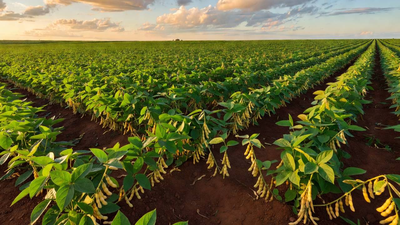 Plantação de soja no Brasil com alta nos preços em Chicago