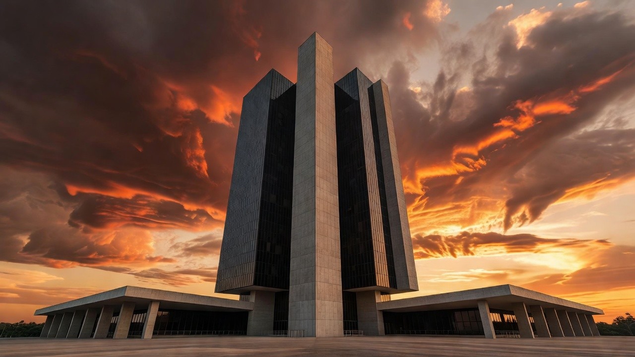 Edifício do Banco Central do Brasil ao pôr do sol, simbolizando propostas do FMI sobre juros