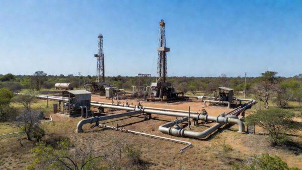 Instalação de exploração de gás natural da Petrobras no Brasil