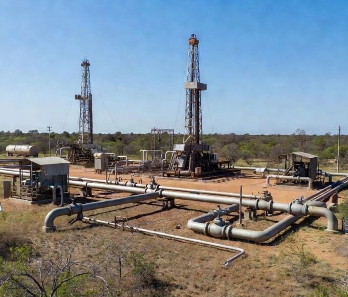 Instalação de exploração de gás natural da Petrobras no Brasil