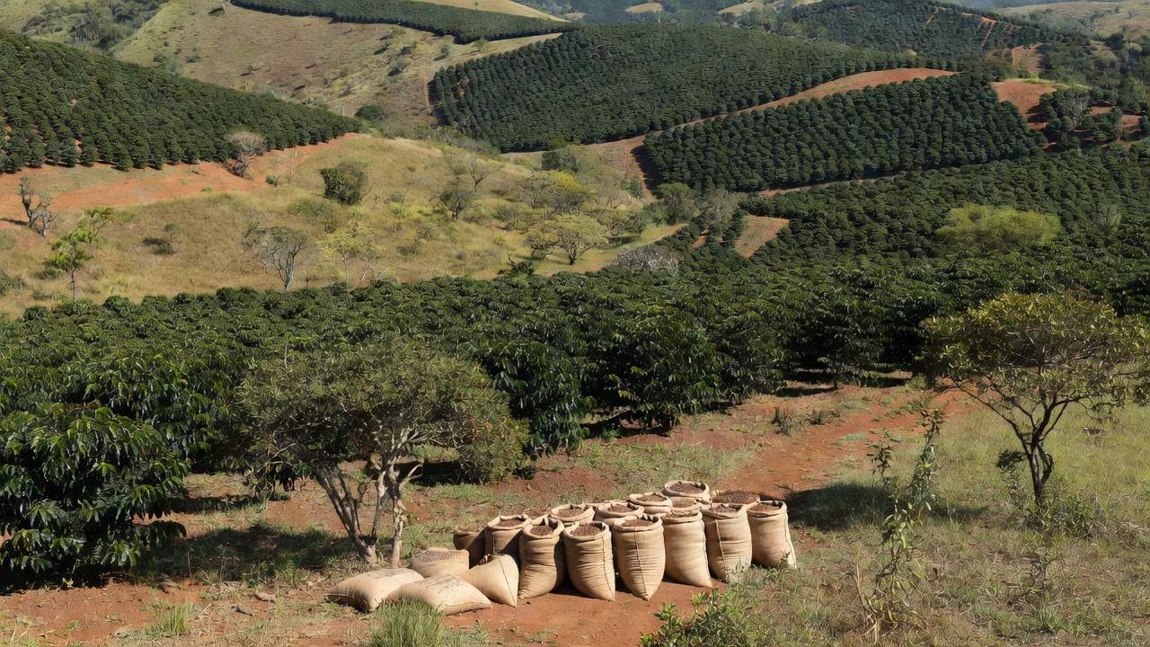 Plantação de microlotes de café no Cerrado Mineiro produzidos por mulheres