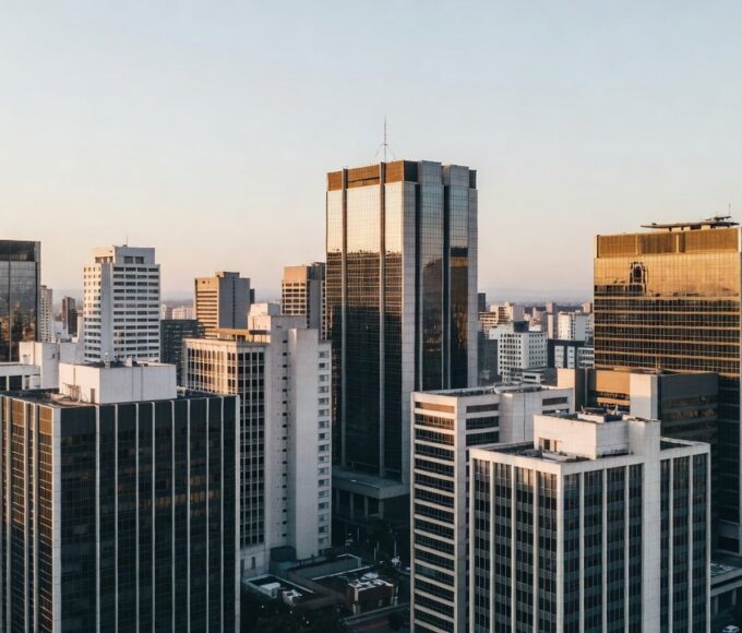 Vista do centro financeiro de São Paulo representando alta do Ibovespa