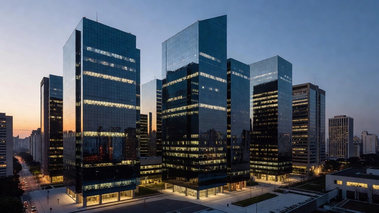 Skyline do centro financeiro de São Paulo simbolizando estreia na Nasdaq