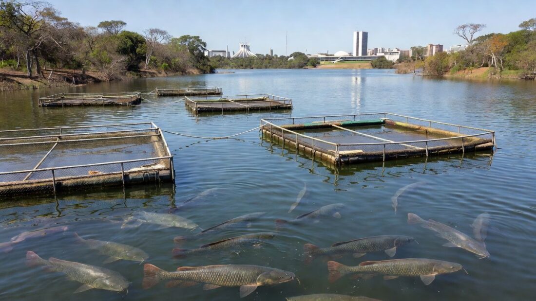 Criatório de pirarucu de Marcos Boechat Lopes de Souza em Brasília — Foto: Arquivo pessoal