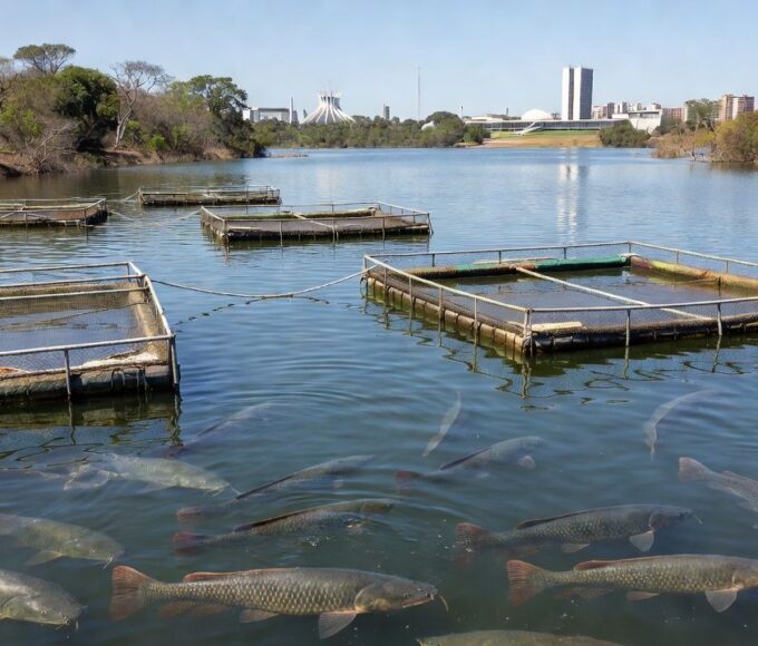 Criatório de pirarucu de Marcos Boechat Lopes de Souza em Brasília — Foto: Arquivo pessoal