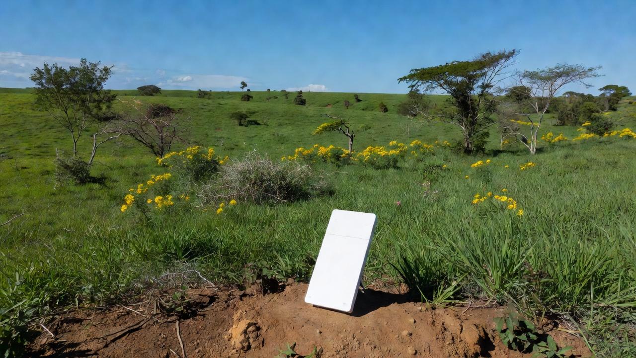 Terminal Starlink Mini instalado em área rural do Brasil