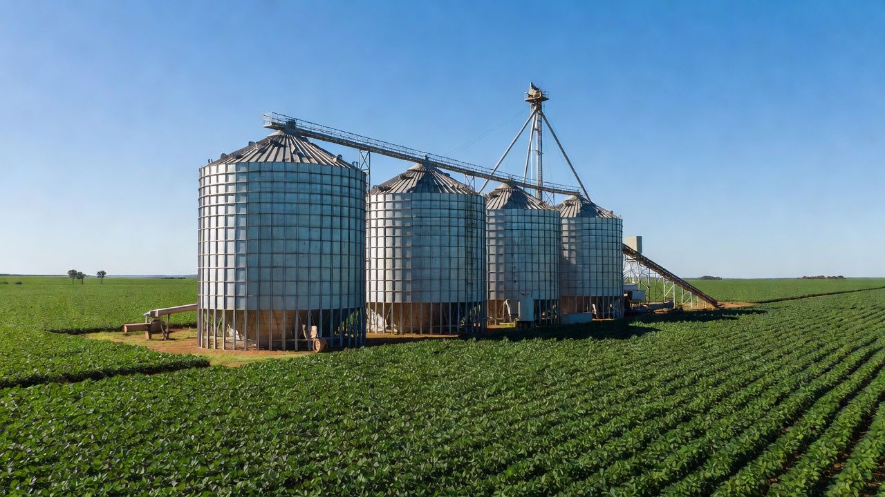 Silos de armazenagem de grãos em Sorriso, Mato Grosso