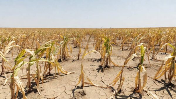 Plantação de milho ressecada pela seca e calor no Brasil