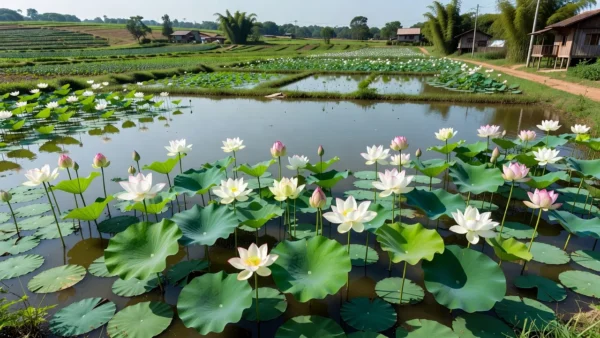Flores de lótus têm usos diversos, desde ornamentação até a produção de cosméticos Reprodução/Record News