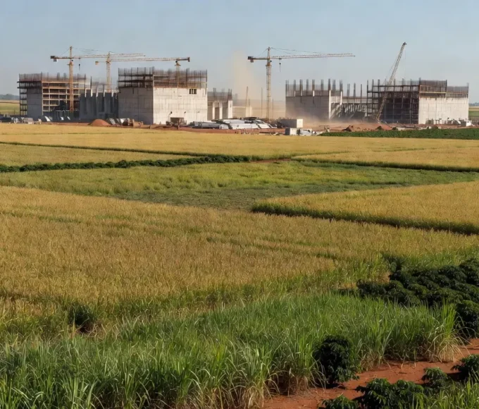 Terras agrícolas no Brasil com data centers de IA em construção