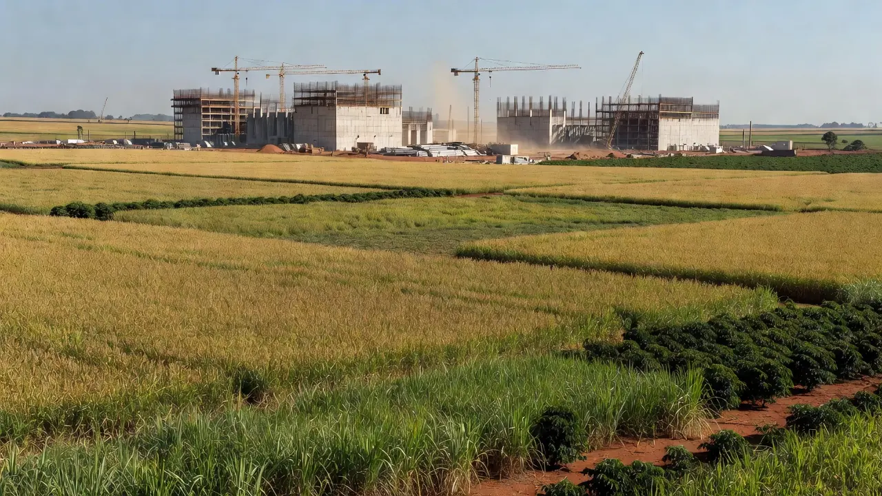 Terras agrícolas no Brasil com data centers de IA em construção