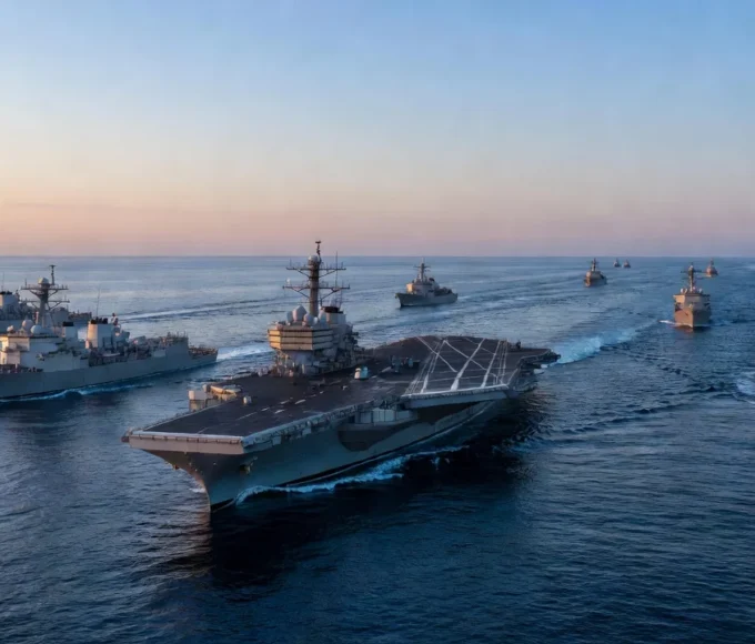 Navios da Marinha dos EUA no Pacífico simbolizando presença no Indo-Pacífico