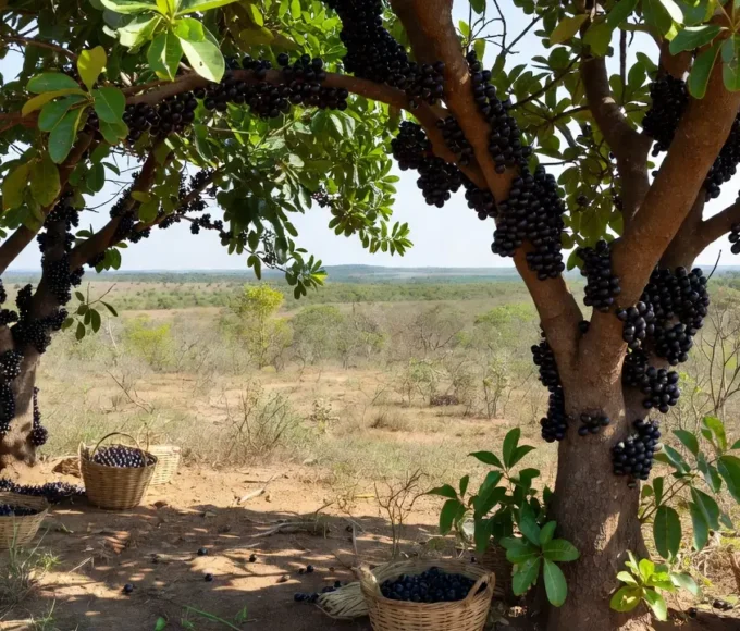 Colheita de jabuticaba na Fazenda Jabuticabal em Goiás