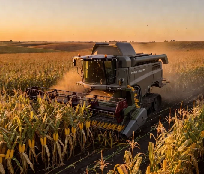Colheitadeira Fendt IDEAL 9T em lavoura de milho no Brasil