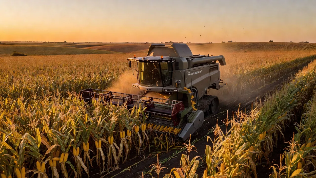 Colheitadeira Fendt IDEAL 9T em lavoura de milho no Brasil