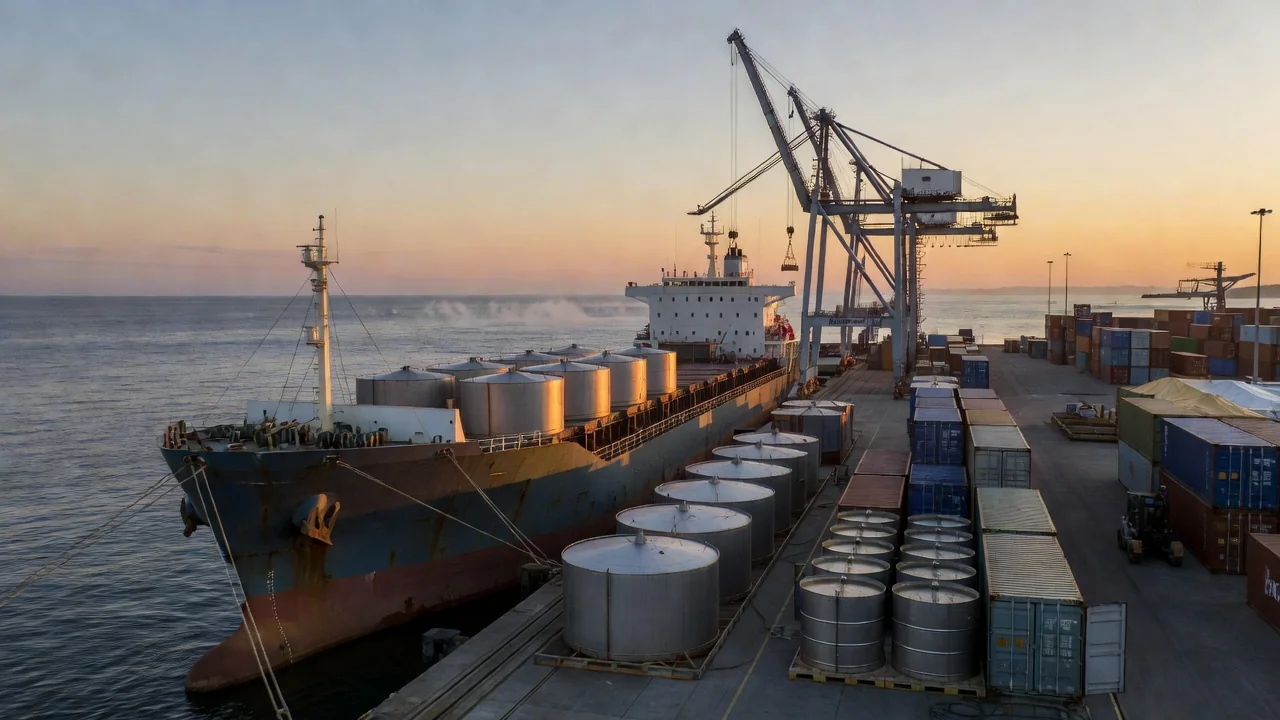 Navio importando óleos comestíveis da Índia em porto brasileiro
