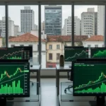 Gráficos de mercados financeiros em alta apesar da inflação