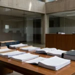 Documentos judiciais em tribunal representando decisão sobre sigilo do caso Master