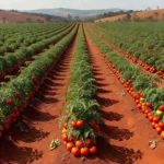 Plantação de tomates maduros em Minas Gerais sob luz natural