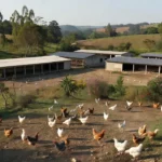 Granja cage-free em expansão em Lorena, São Paulo, com aves em liberdade