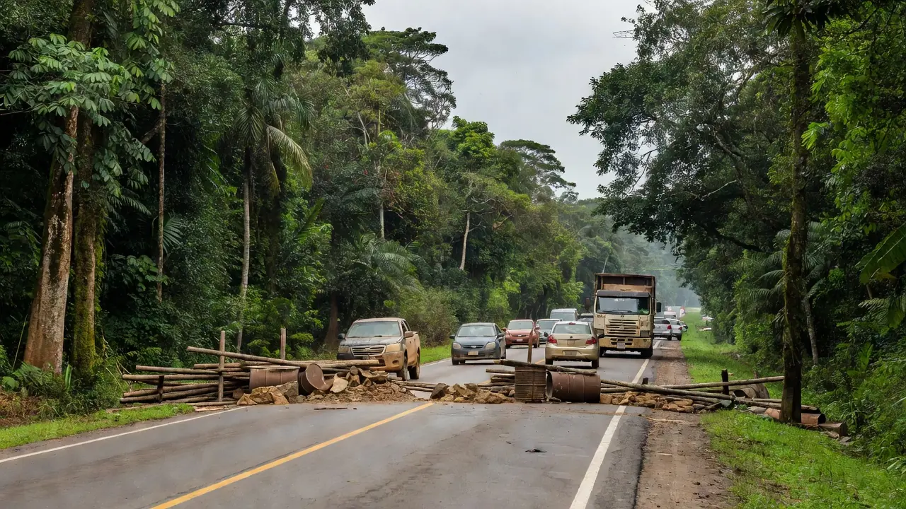 Bloqueio na BR-317 em Boca do Acre por pecuaristas devido a atrasos da FrigoRaça
