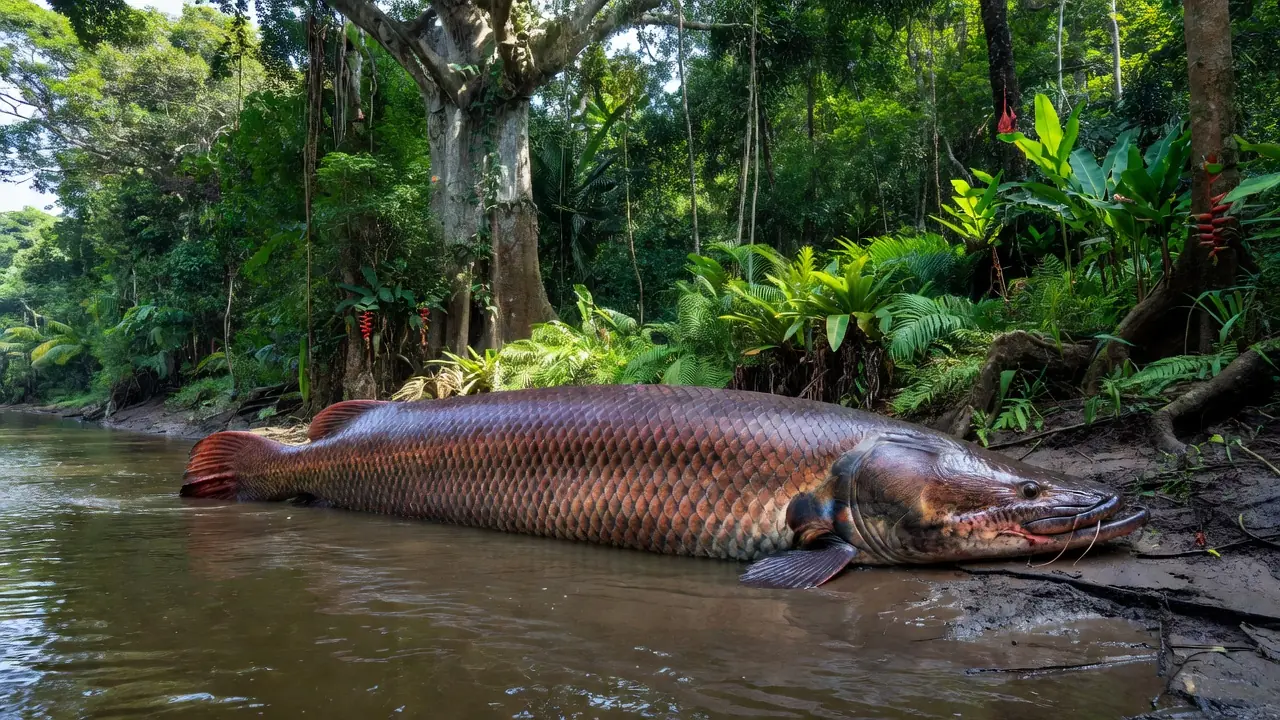 Gigante de 137,9 kg: pirarucu de 2,46 metros bate recorde em reserva brasileira