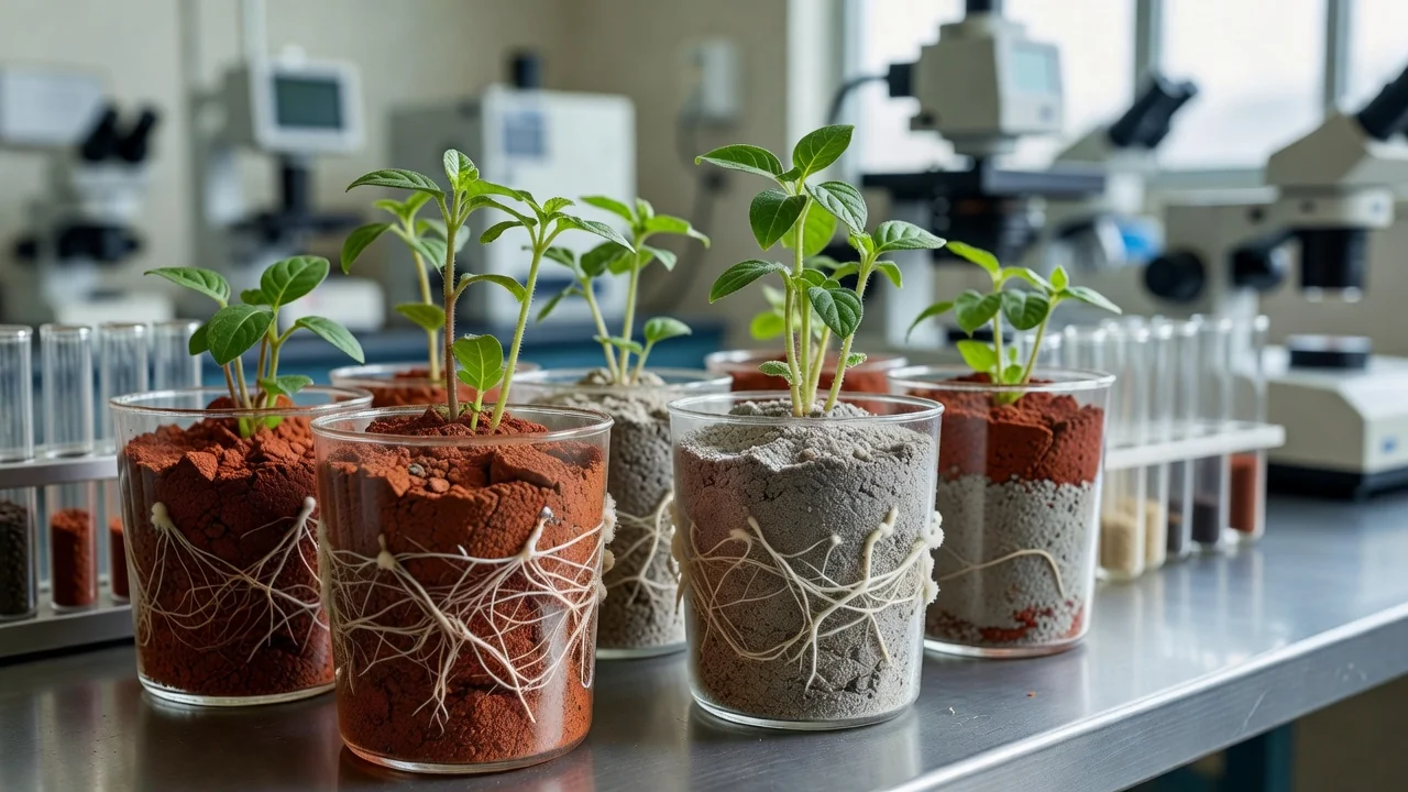 Cultivo de plantas em solo marciano e lunar com fungos micorrízicos em laboratório