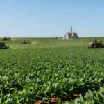 Plantação de soja no Brasil representando foco no agronegócio