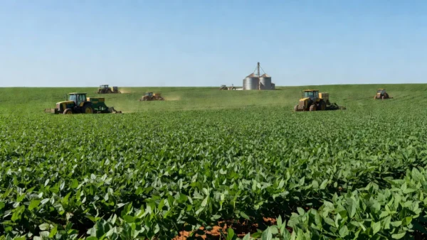 Plantação de soja no Brasil representando foco no agronegócio