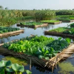 Agricultores constroem lavouras que flutuam para continuar produzindo durante as enchentes