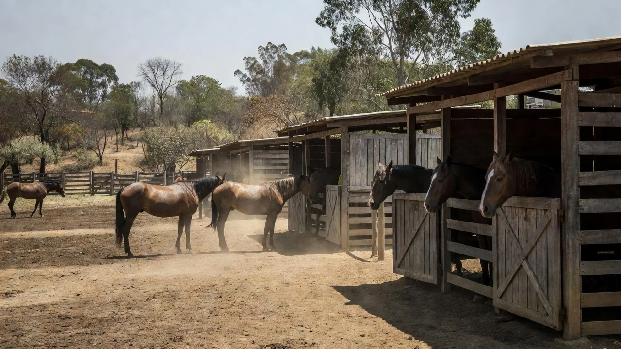 Cavalos em centro de hipismo de São Paulo durante onda de calor acima de 40°C